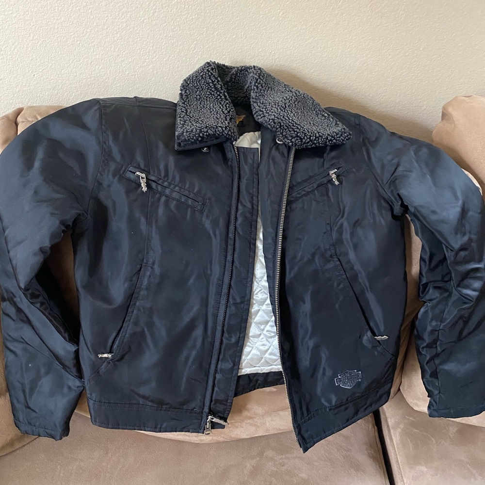Harley-Davidson Black and Gray Shearling Jacket